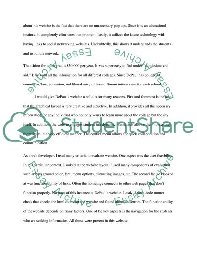 Evaluate a college website