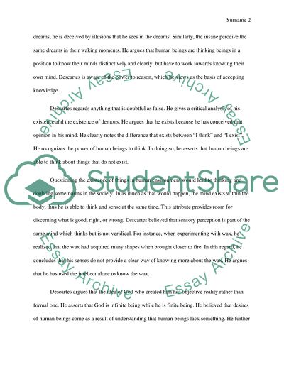 The views of Descartes on Rationalism