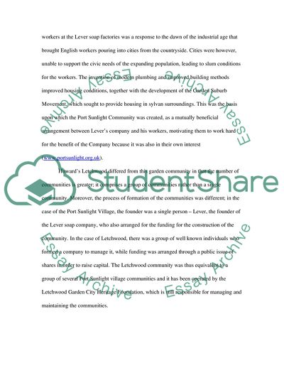 Comparison of Port Sunlight and Letchworth