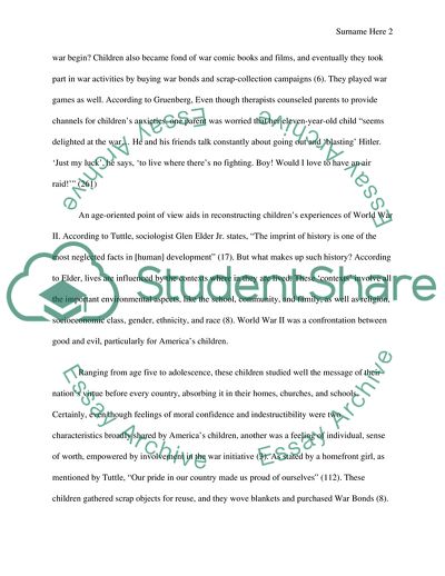 American Childrens Life during the Second World War