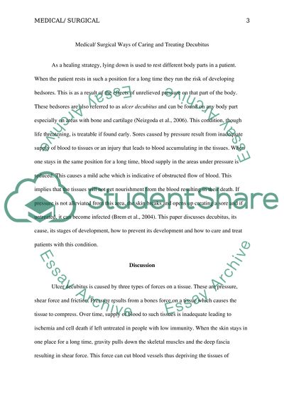 Medical or Surgical Ways of Caring and Treating Decubitus