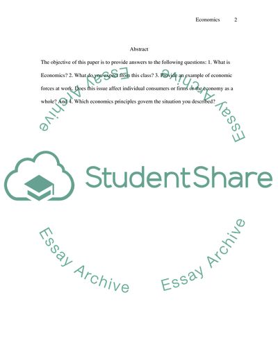 Economic Expectations And Principles of Economic Forces at Work