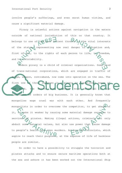 Maritime Law and International Port Security