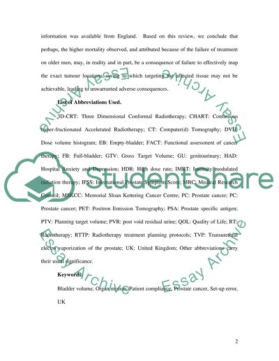 Prostate Cancer Radiation Therapy Threatment