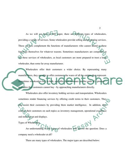 Wholesalers in the Business World