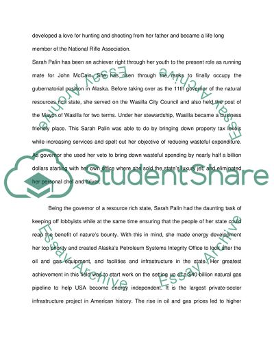 Biography of vice presidential candidate Sarah Palin