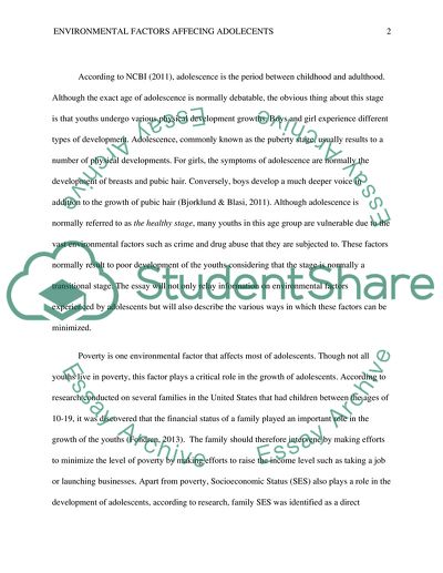 Environmental Factors Affecting Adolescents