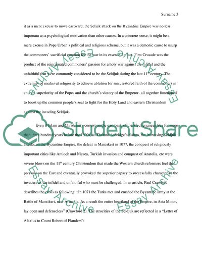 Critical Analysis of the First Crusade as a Response to the 11th Century Reform