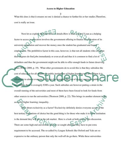 Access to Higher Education