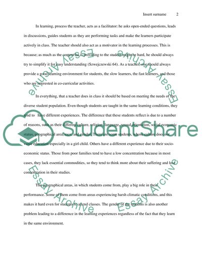 Learning experiences and Learning process