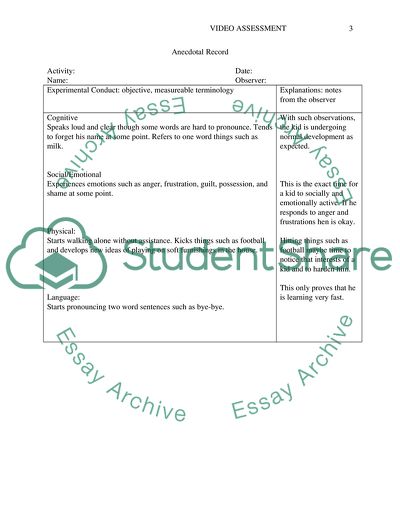Early Childhood Observation and Assessment