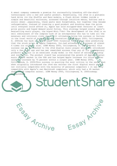 The Innovation of the iPod and Its Inception into the Business Arena