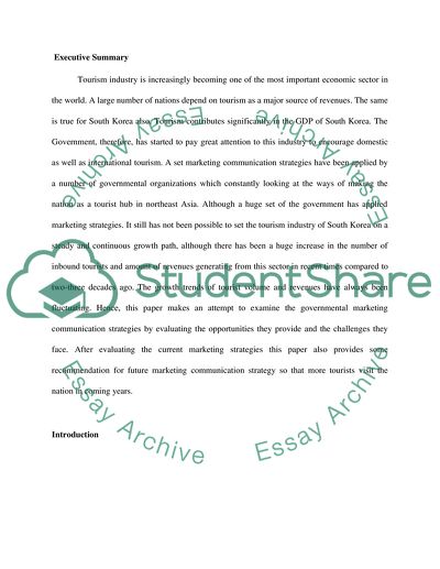 South Koreas governmental tourism marketing communication strategy