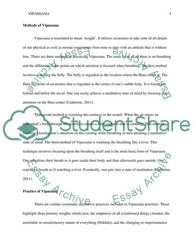 History and Practice of Vipassana