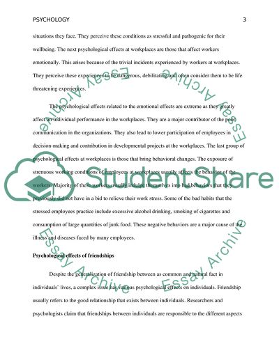 Psychological Effects at Workplaces