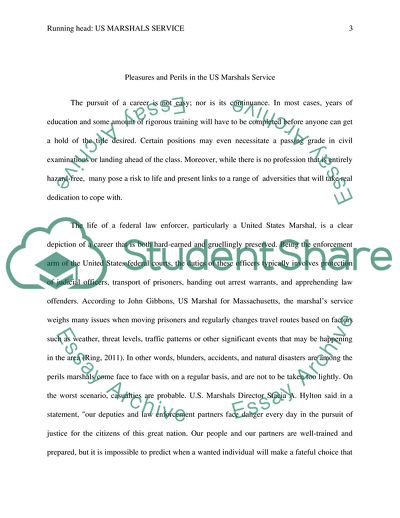 Pleasures and Perils in the U.S. Marshals Service