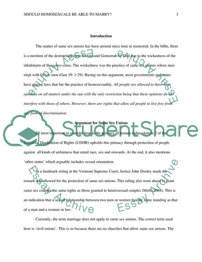 Should Homosexuals Be Able to Marry