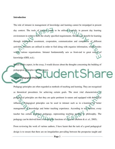 The Role of the Intranet in the Management of Knowledge