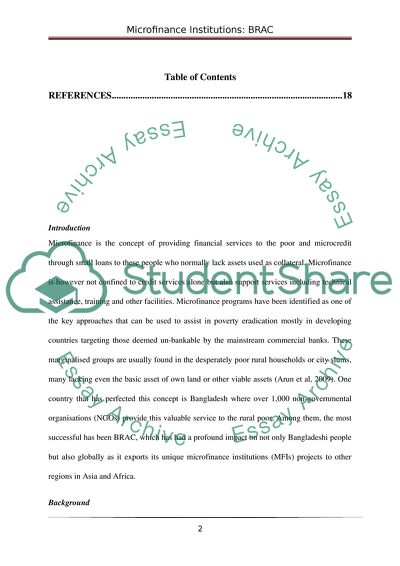 Microfinance Institutions - BRAC