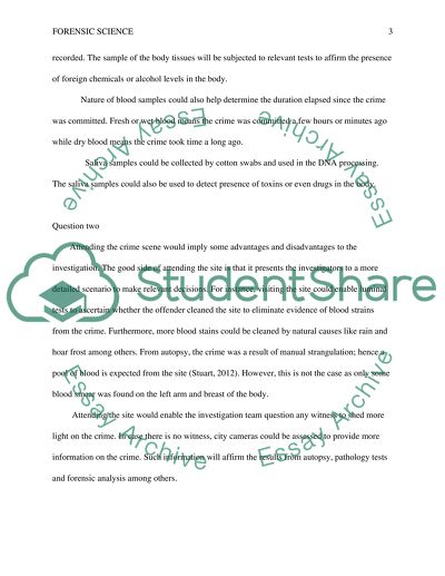 Case study of evidence found at hypothetical crime scene