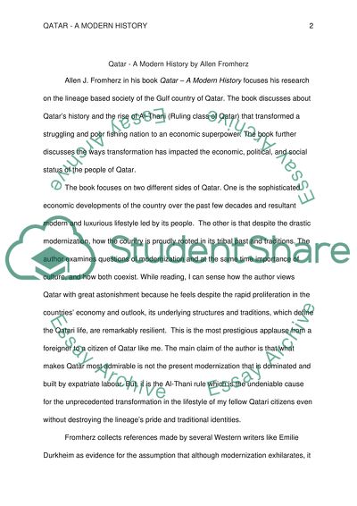 Reaction/ Response to Qatar a modern history book written by Allen Fromherz