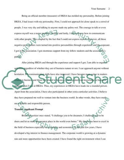 Hong Kong Student Association and Transfer Applicant Prompt