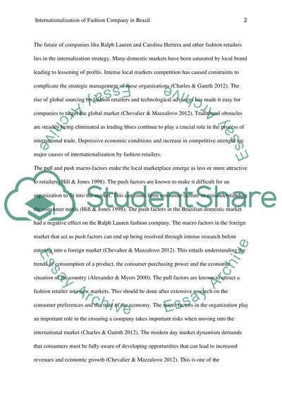 Internationalisation of Fashion Company in Brazil