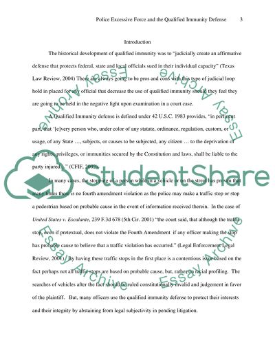 Police excessive force and the qualified immunity defense