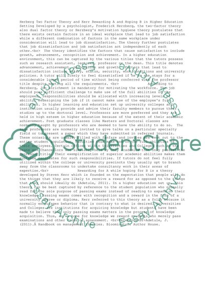 Integrating Herberg and Kerr Theories in Higher Education Setting