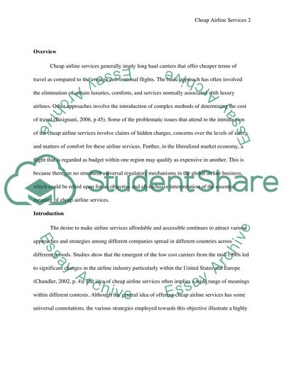 Cheap airline services