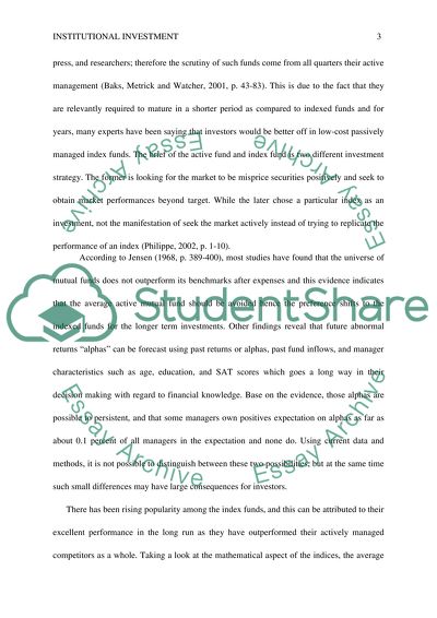 Institutional Investment and Actively Managed Funds