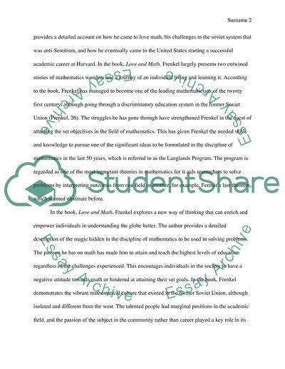 Summary for: love and Math book by Edward Frenkel