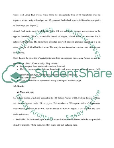 Household Food Waste in the UK