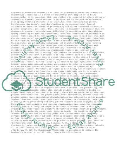 Charismatic behavior leadership