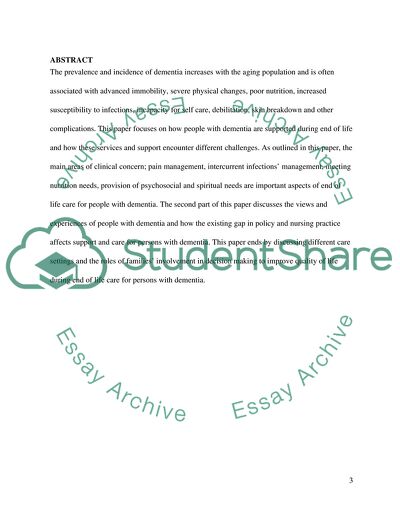 Dementia Journey Approaching End of Life