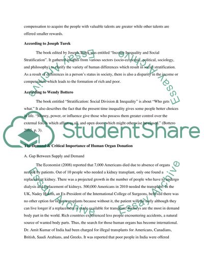 Human Organ Supply and Its Relation to the Social Stratification Theory