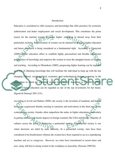 Married Women Obtaining International Master Degrees in the United States