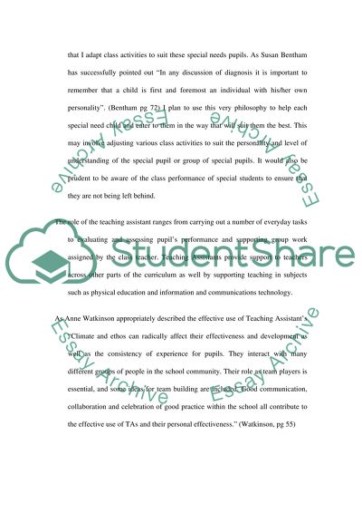 Teaching Assistants Supporting the Curriculum