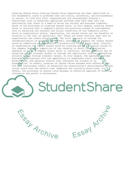 what is shared value essay