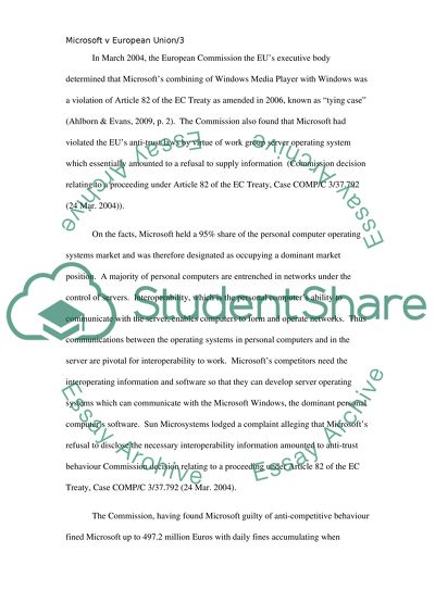 Microsoft vs EU: Anti-Competitive Behaviour or Competitive Advantage