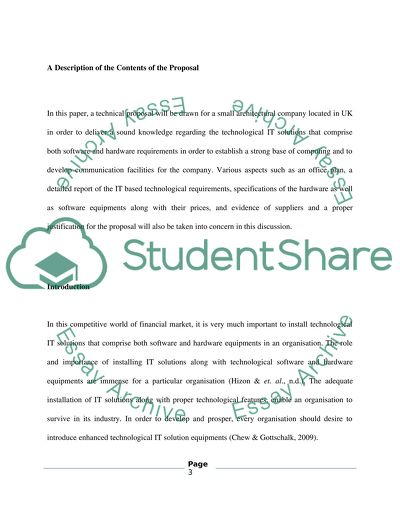 Technical Proposal for an Architectual Small ompany