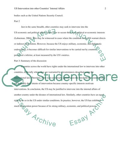 The Concept of Military Intervention in the USA