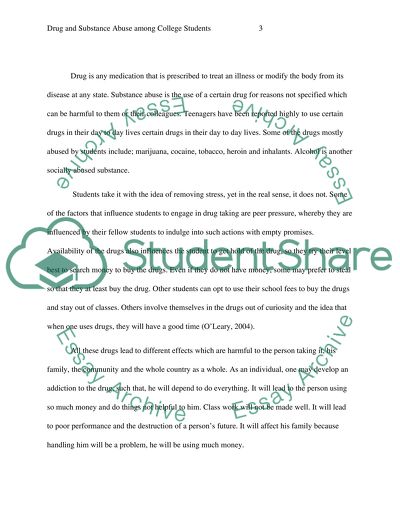 Drug and Substance Abuse among College Students