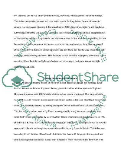 Multiplicity of Meanings Attached to the Use of Colour in Cinema