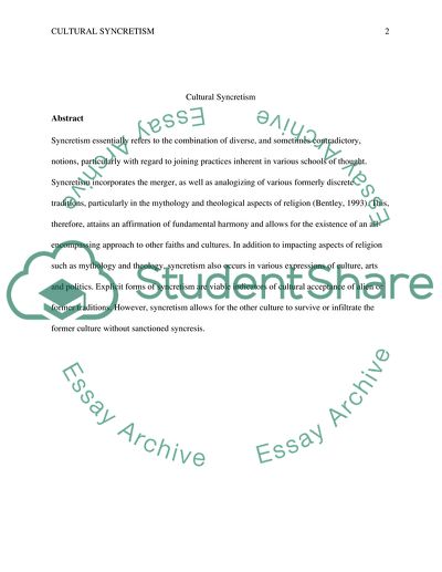 The Paradigms of Cultural Syncretism