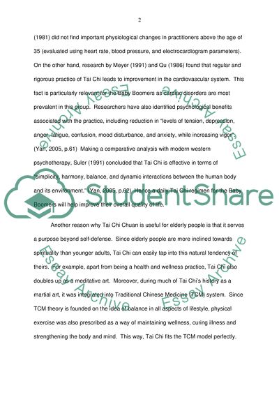 The benefits of Tai Chi practice, specially for the aging population