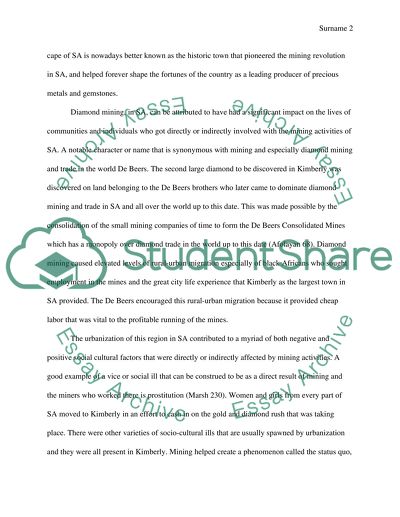 A geographer assesses the impact of diamond mining on South Africa