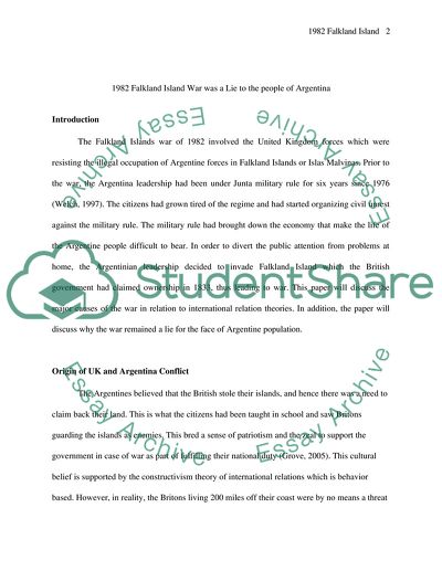 Origin of UK and Argentina Conflict