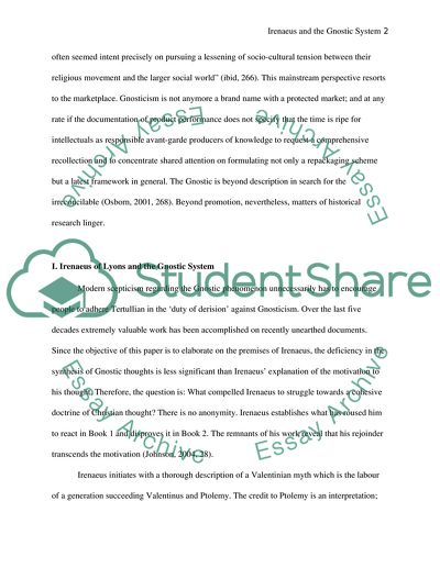 Comparison of the Account of Salvation Offered by Irenaeus with a Gnostic System
