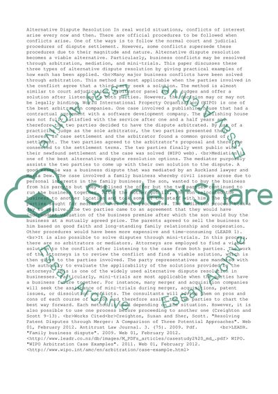 Alternative Dispute Resolution